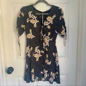Topshop Polka Dot & Floral Mini Dress